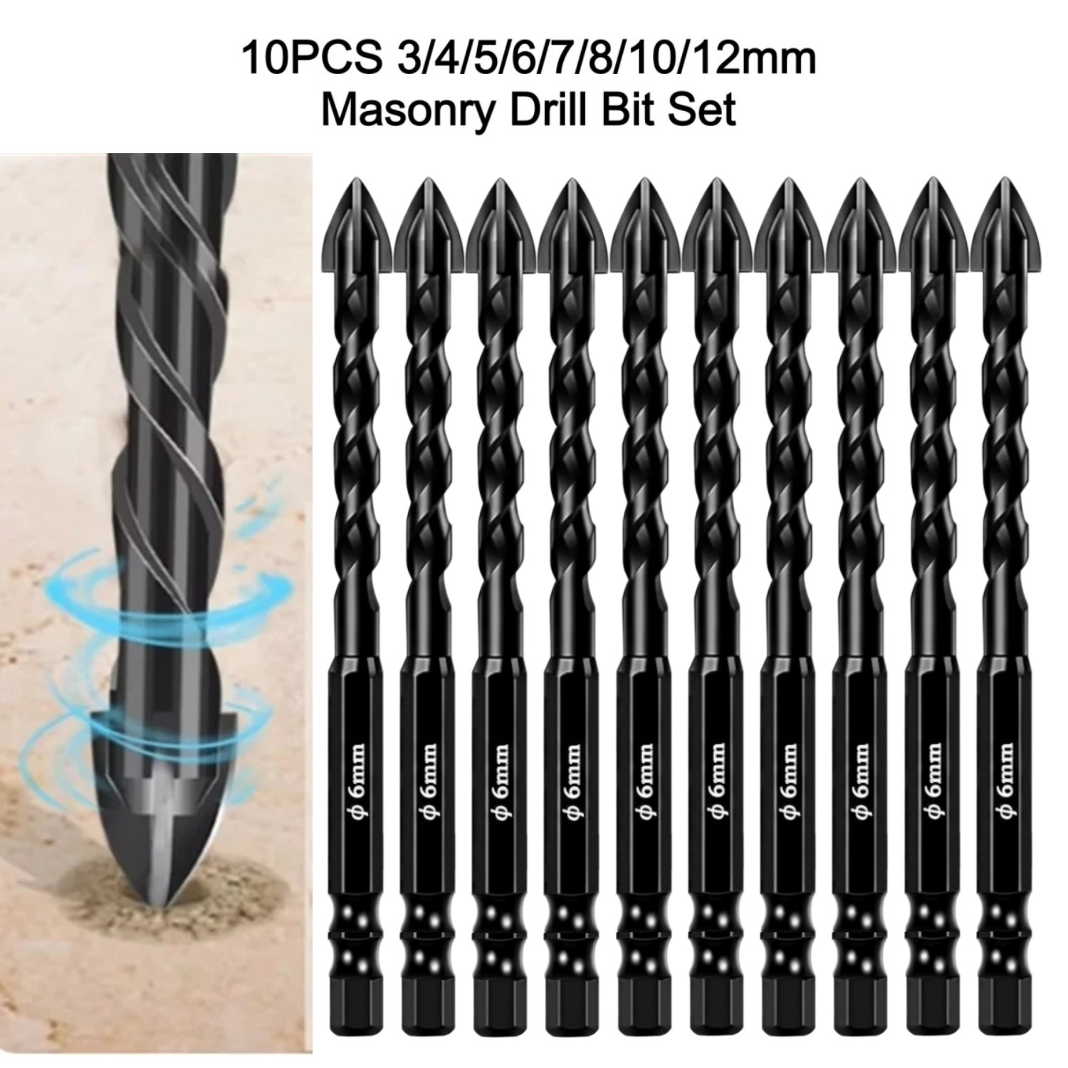 Power Tools Kobalt - 10pcs Cross Hex Drill Bit Set