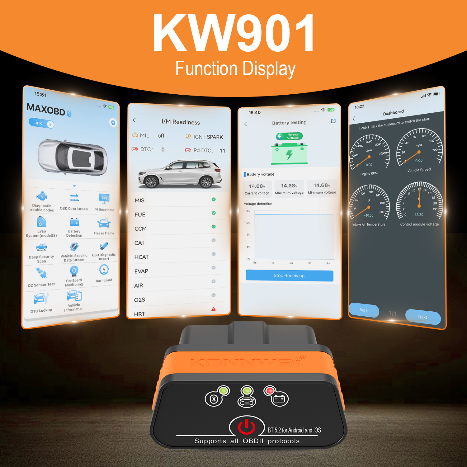 MINI OBD2 KW901 Bluetooth 4.0  - огляд і ціна Power Tools English