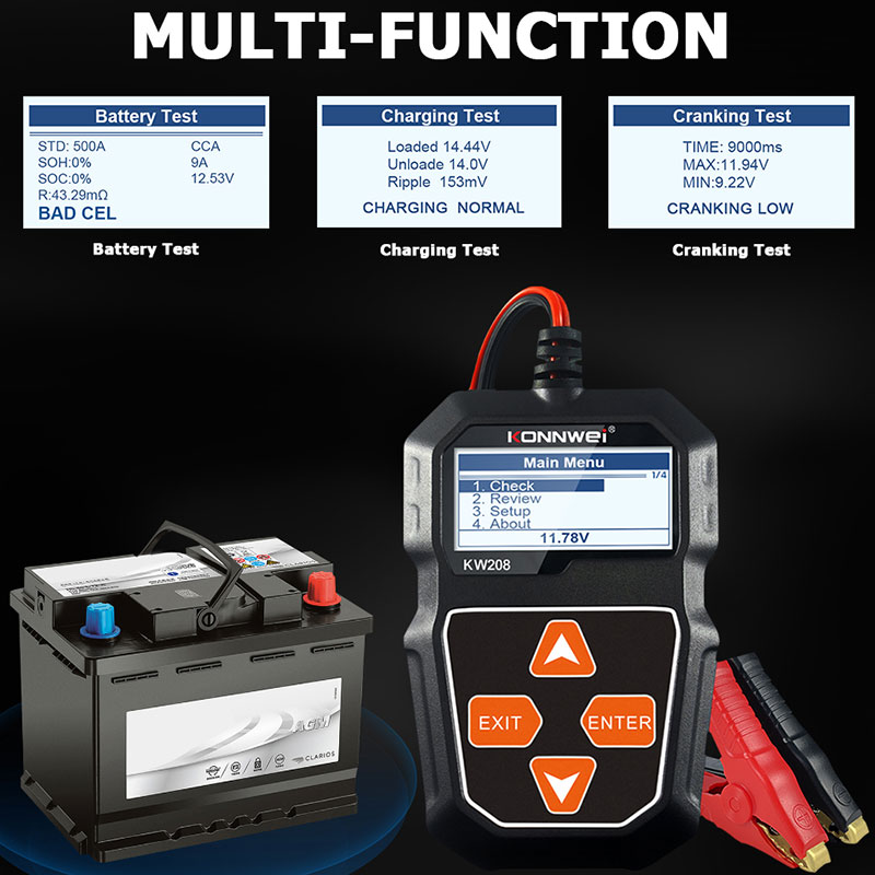 KONNWEI KW208 Car Battery Test - огляд і ціна Power Tools English